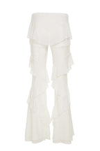 Fashionable Ruffled Elastic Waist Holiday Style Flared Pants