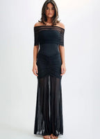 Noir Enchanté - Sheer Off-Shoulder Gown