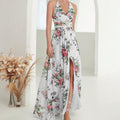 Xara Luxe Women's Floral Design High Slit Maxi Dress Chic Silhouette Collection