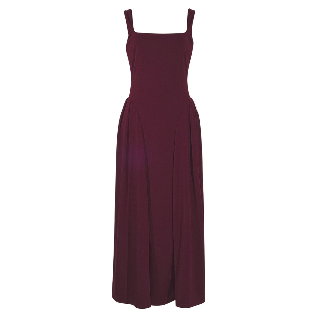 Square Collar Formal Ankle Length Dress