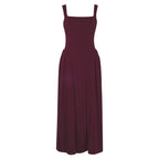 Square Collar Formal Ankle Length Dress