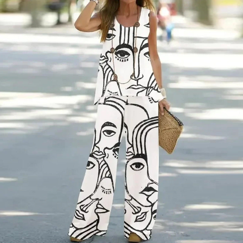 Printed Sleeveless Top and Bottom Set