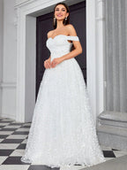 Off Shoulder Evening Dress Elegant Wedding Dress