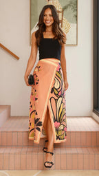 Women Skirt Floral Print Slit Sexy Sheath A Swing Skirt