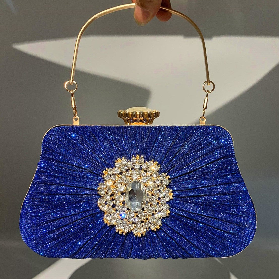 Anya Rhinestone Pleated Handbag