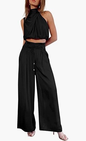 Sleeveless Collar Two Piece Sets