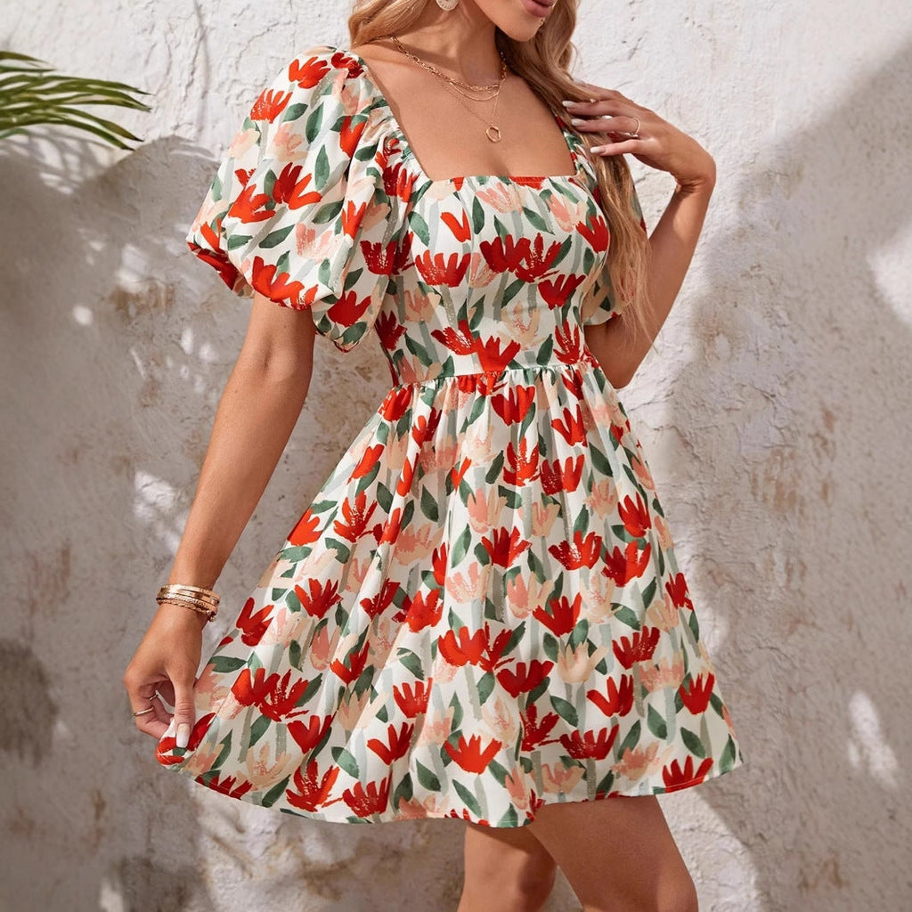 Norma Minimalist Women's Floral Pattern Summer Dress Designer Edit