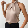 Satin Halter Sleeveless Vest Top