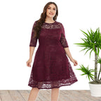 Plus Size Dress Wholesale Mid-Length Formal Lace Dress