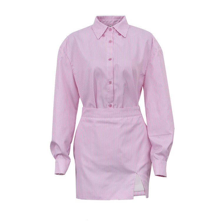 Manuela Aesthetic Women's Blouse Dress with Asymmetric Hem and Long Sleeves Everyday Luxe Edit