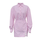 Manuela Aesthetic Women's Blouse Dress with Asymmetric Hem and Long Sleeves Everyday Luxe Edit