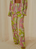 Unique Painted Print Pleated Loose Wide-leg Pants