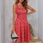 Katia Minimalist Women's a Line Dress with Floral Pattern and Wide Skirt Elevated Occasion Wear