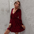 DressBetty - Bubble Sleeve Velvet Dress