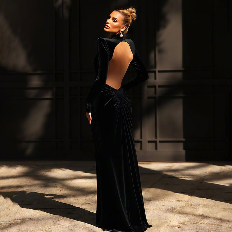 High Neck Backless Maxi Dress