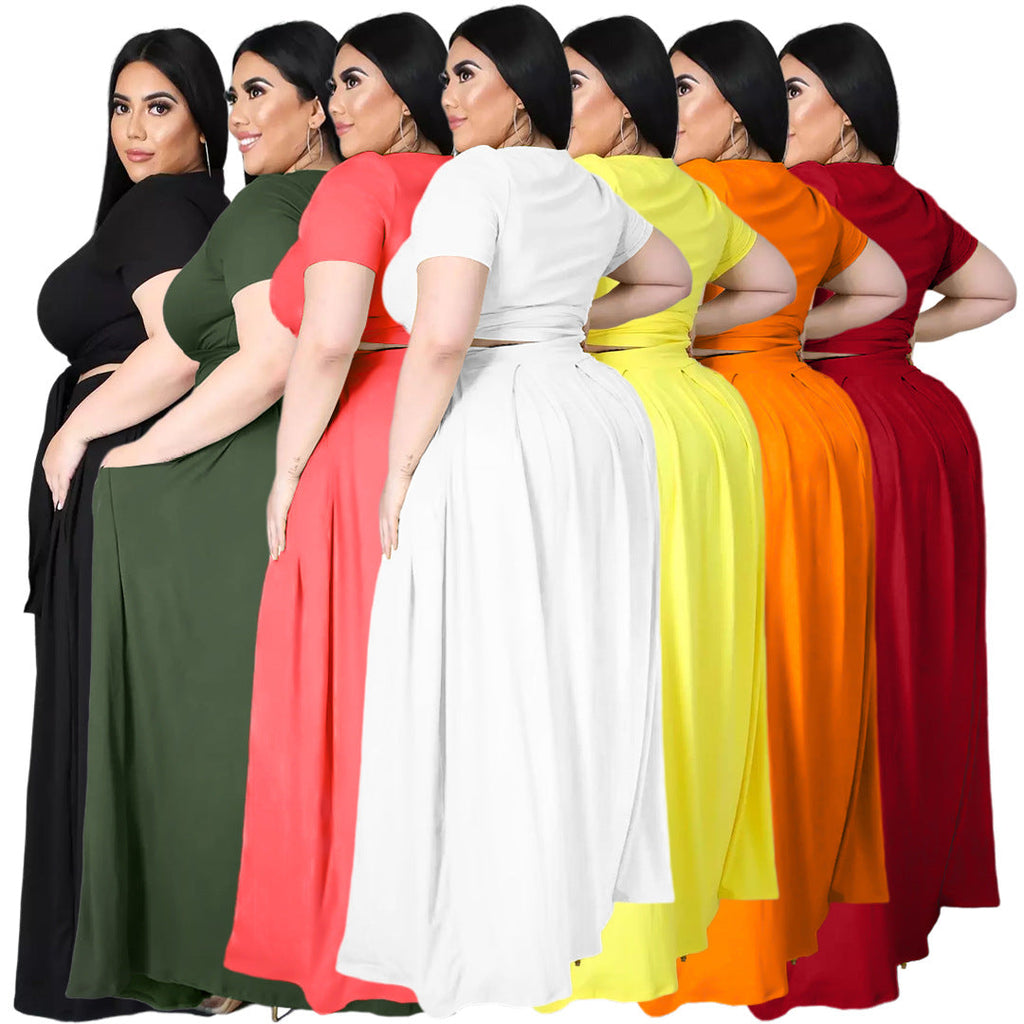 Curvy Solid Color Two-Piece Set