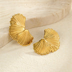 Color Block Stainless Steel Textured Earrings