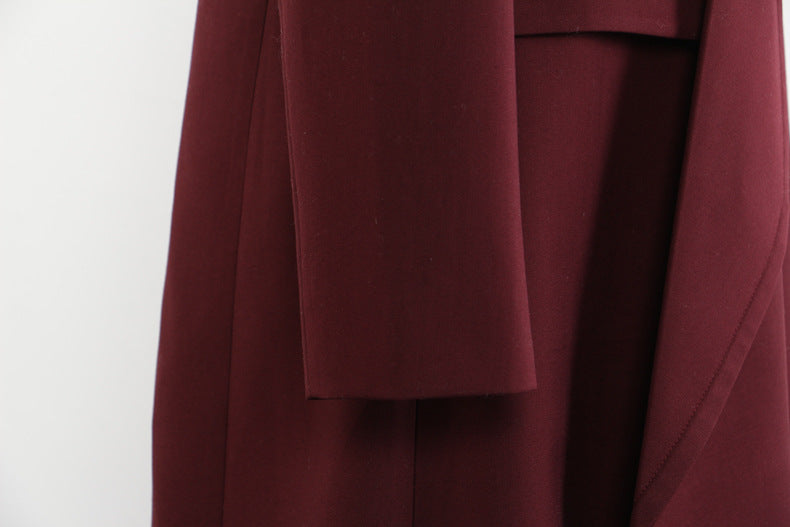 Angola Red Mid-Length Blazer Trench Coat