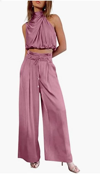 Sleeveless Collar Two Piece Sets