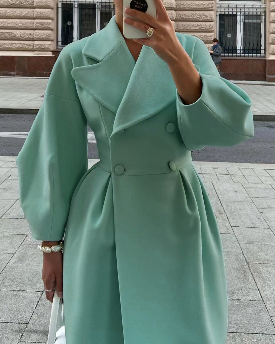 | Coat with Puff Sleeves and Lapels