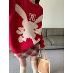 Plus Size Wool Plaid High Waist Skirt