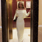 Off Shoulder Long Sleeve Ruched Bodycon Maxi Dress