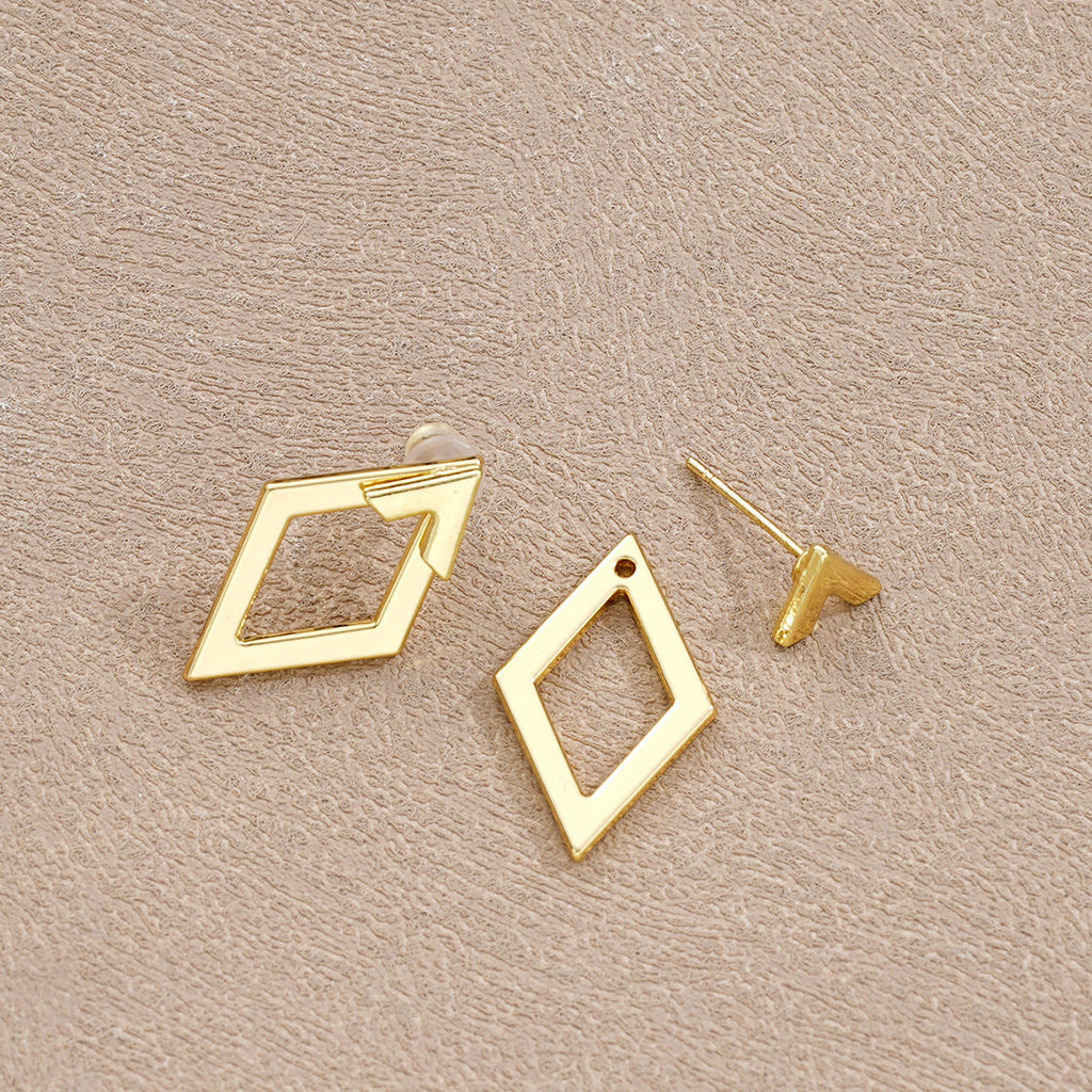 Geometric Double Layer Diamond Earrings