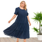 Round Neck Short Sleeve Day to Night Dress
