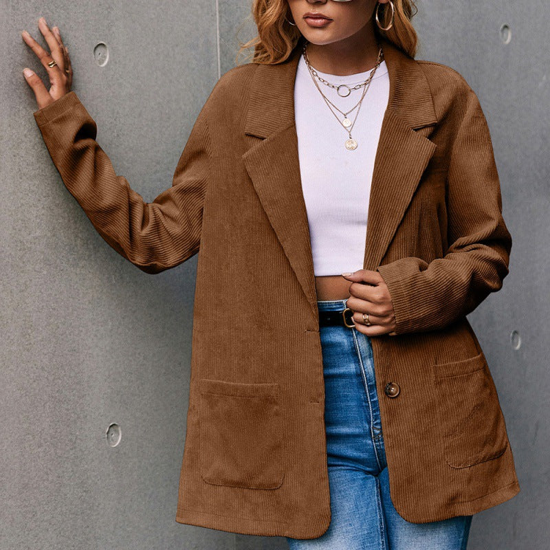 Corduroy Single-Breasted Blazer