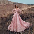 Off Shoulder Sweetheart Lace Long Sleeve Ball Gown