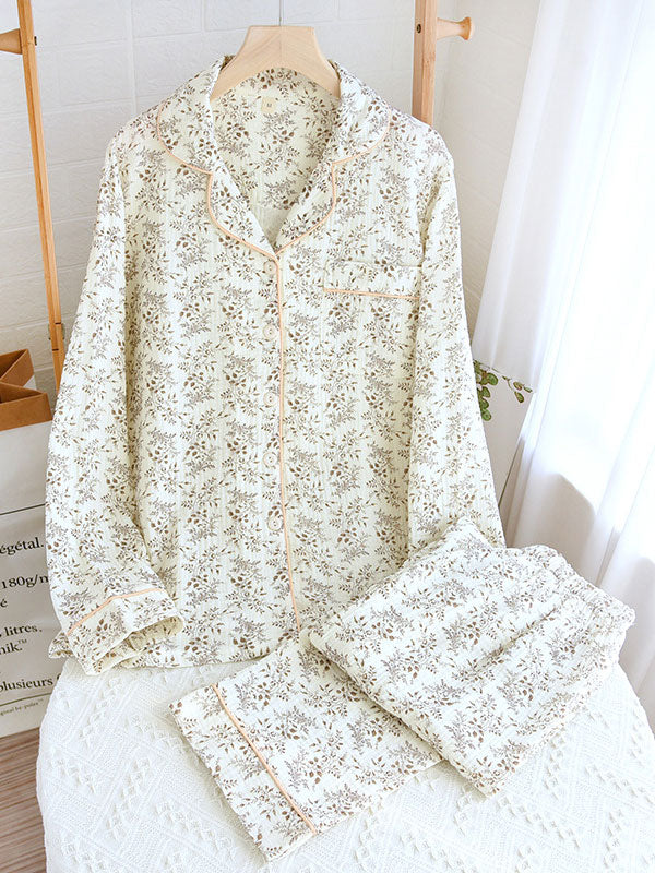 | Women's Long Sleeve Pajama Set in Floral Print