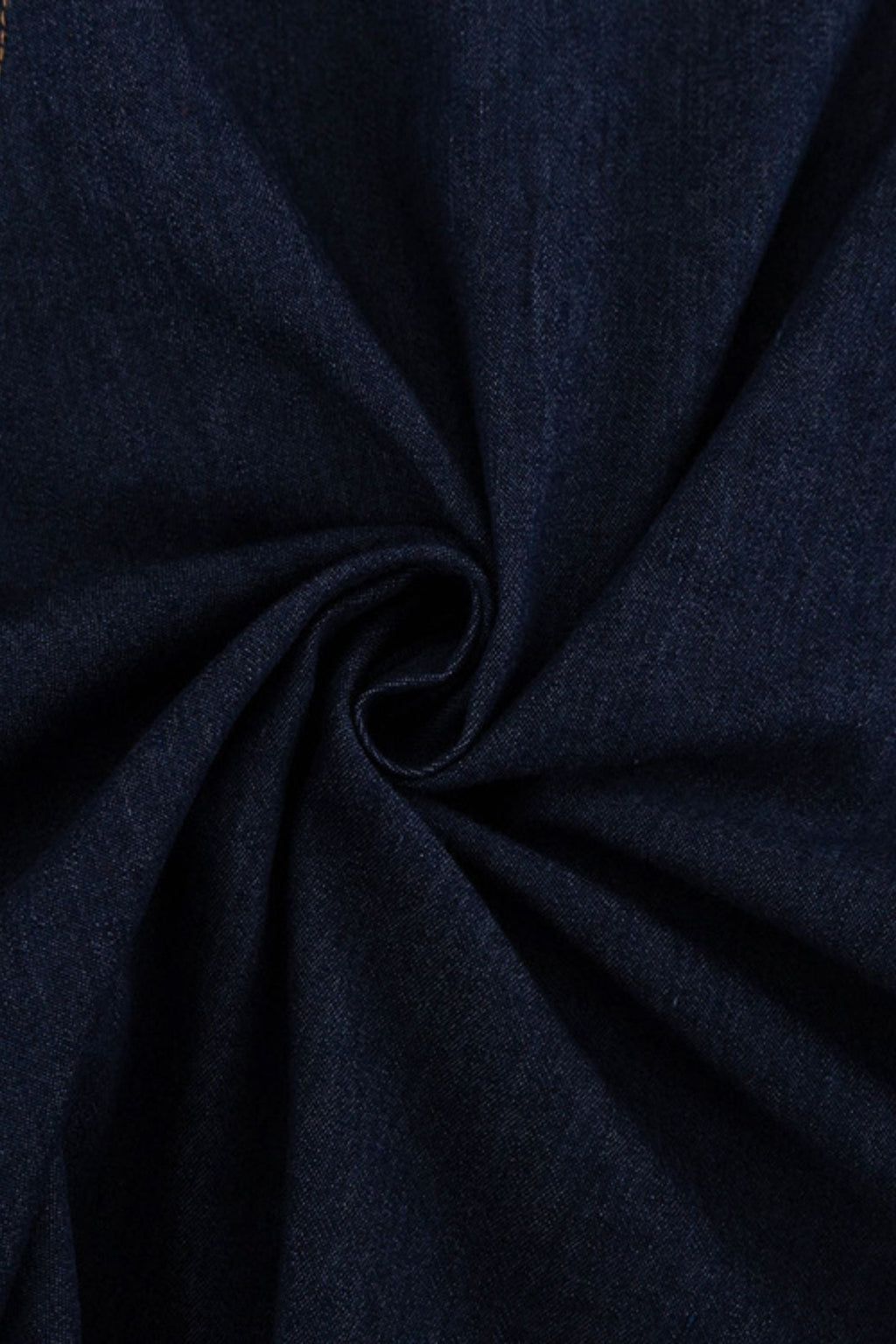 Mandarin Collar Button Front Puff Sleeve Cinched Waist Denim Mini Dress