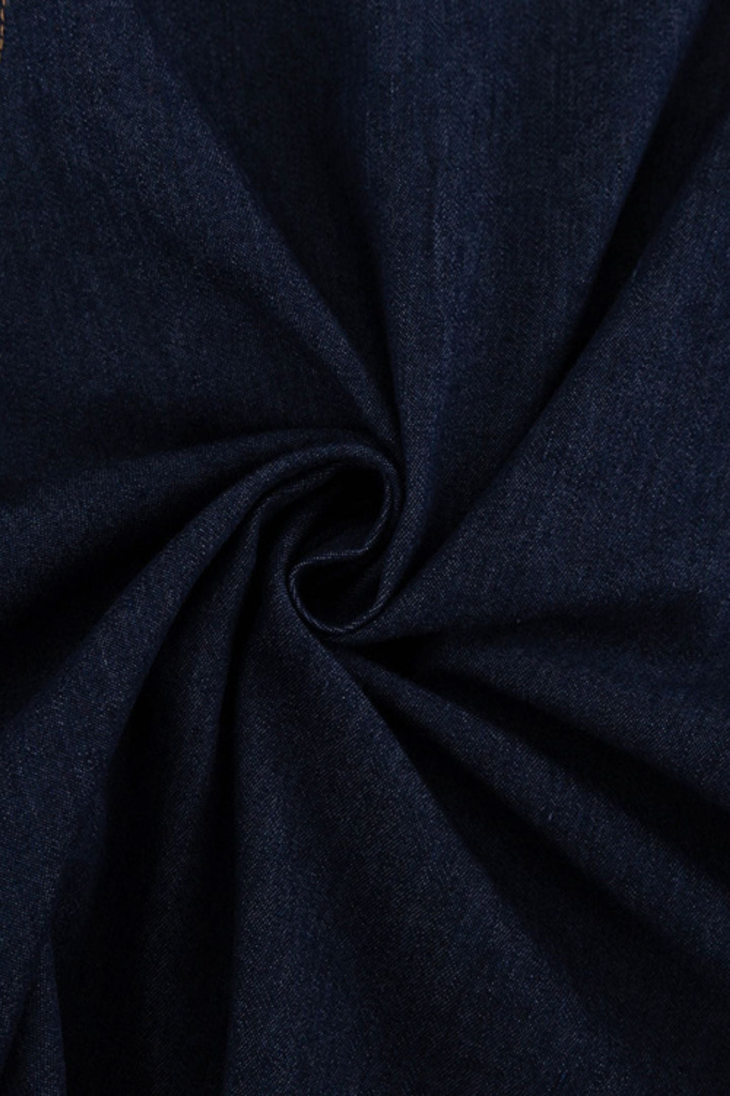 Mandarin Collar Button Front Puff Sleeve Cinched Waist Denim Mini Dress