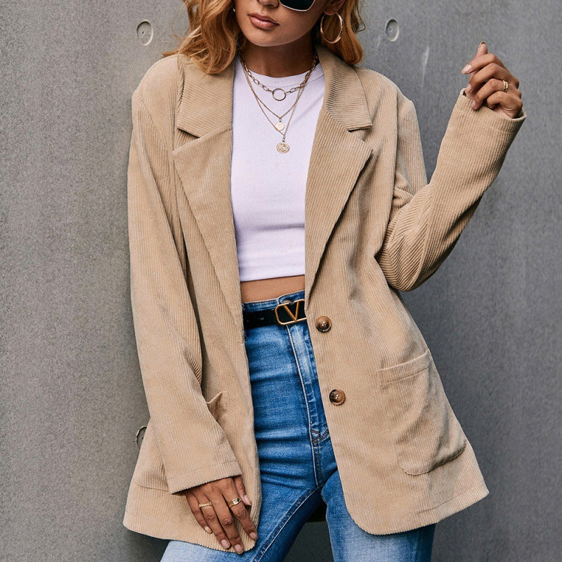 Corduroy Single-Breasted Blazer
