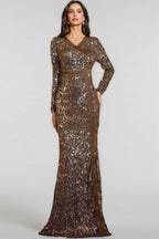 Lirrke V-Neck Bodycon Sequined Maxi Dress