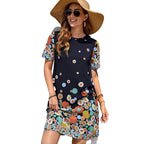 Natalia Aesthetic Women's Flower Shaped Summer Dress with Charming Short Sleeve Design Chic Silhouette Collection