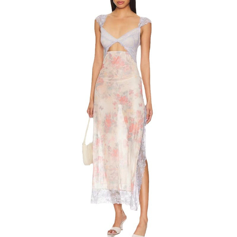 Lace Slim Sweet Sling Floral Dress