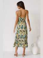 Floral Ruffle - Trim Midi Tank Dress