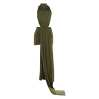 Halter Neck Side Cut Out Knot Drape Asymmetrical High Split Maxi Dress