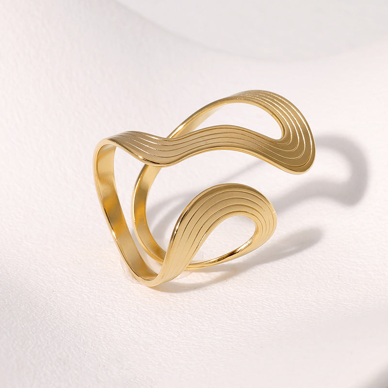 Geometric Stainless Steel Band Vintage Design Ring