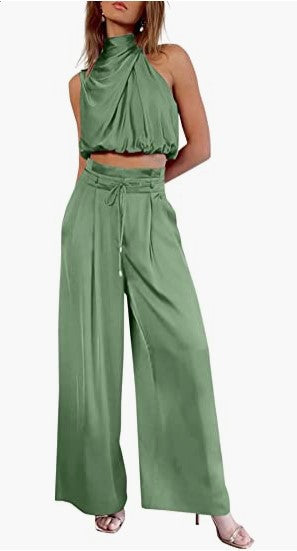 Sleeveless Collar Two Piece Sets