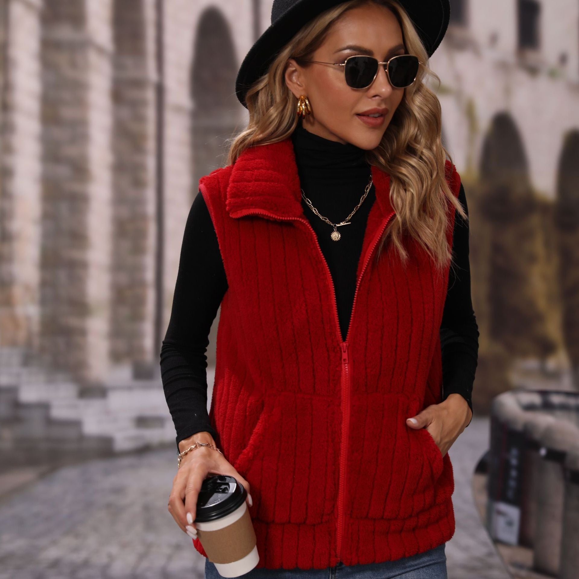 Striped Plush Casual Jacket