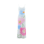 Spaghetti Strap Scoop Neck Oversized Floral Print A-Line Maxi Dress