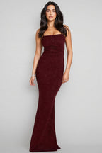 Ionea Red Strappy Ruched Wrap Maxi Dress