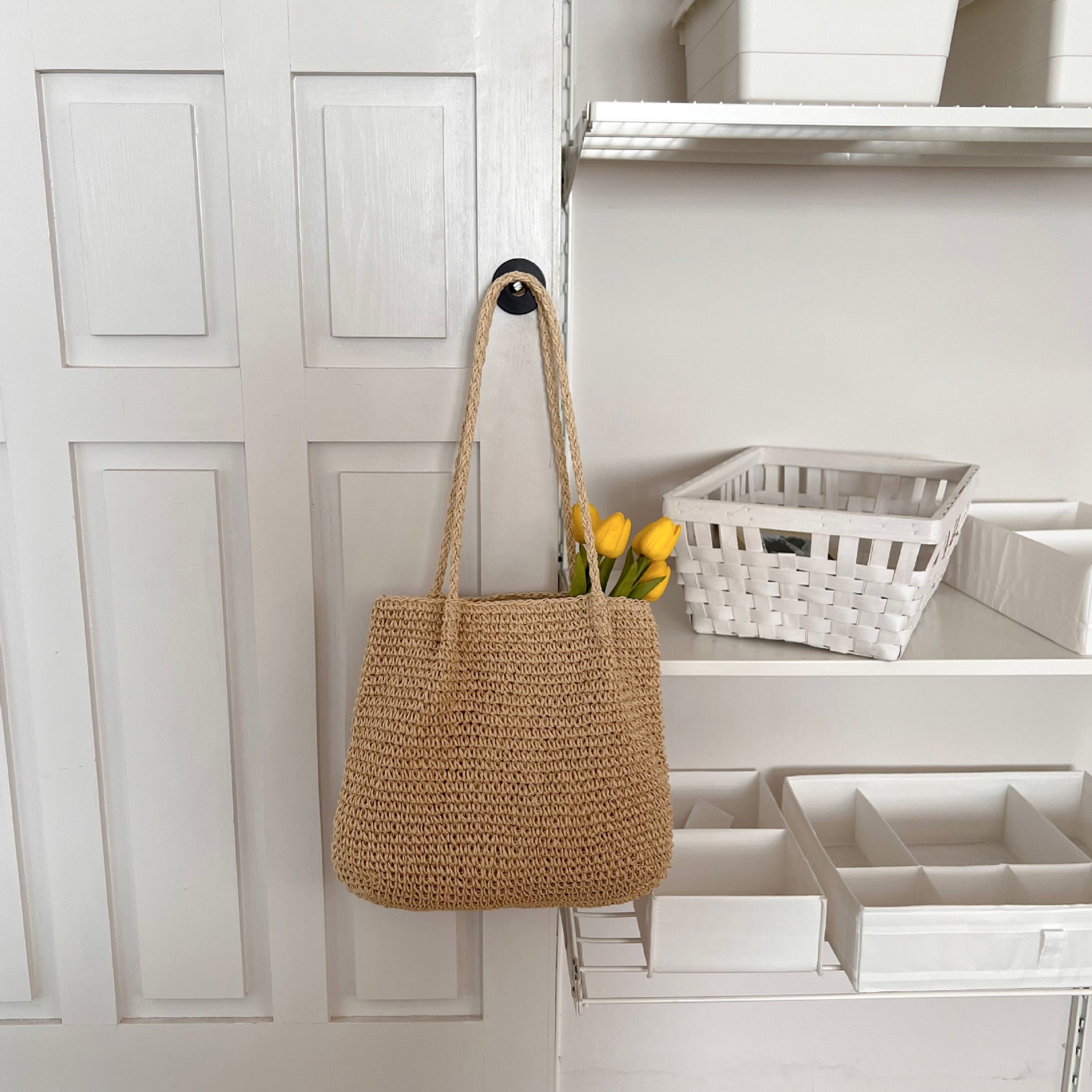 One Shoulder Large Capacity Shoulder Bag Vegan Natural