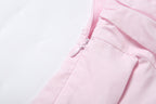 Solid Color Long Sleeve V-Neck Lace-Up Elegant Flower Decorated Mini Dress