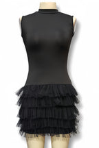 Lami Solid Black Sleeveless Mini Dress