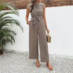 Sleeveless Geometric Abstract Printed Jumpsuit