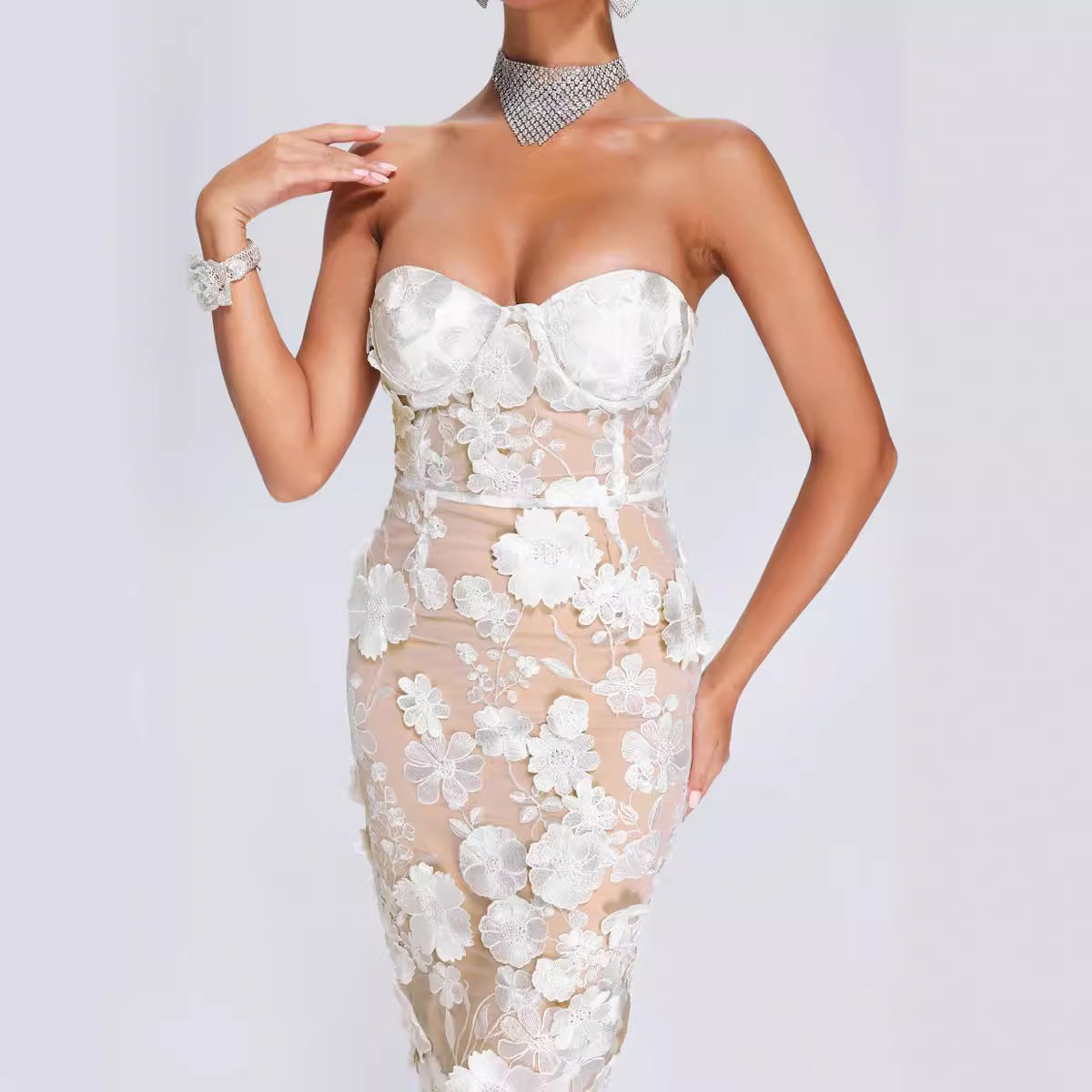 Floral Lace Midi Dress