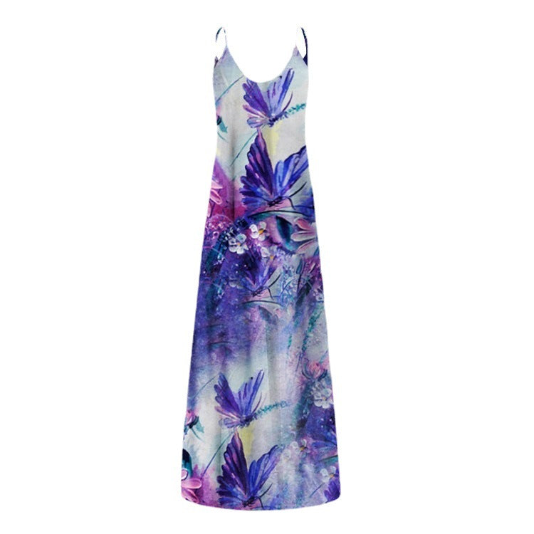 Ivanna Minimalist Women's Floral Maxi Dress with Adjustable Straps Premium Wardrobe Essential